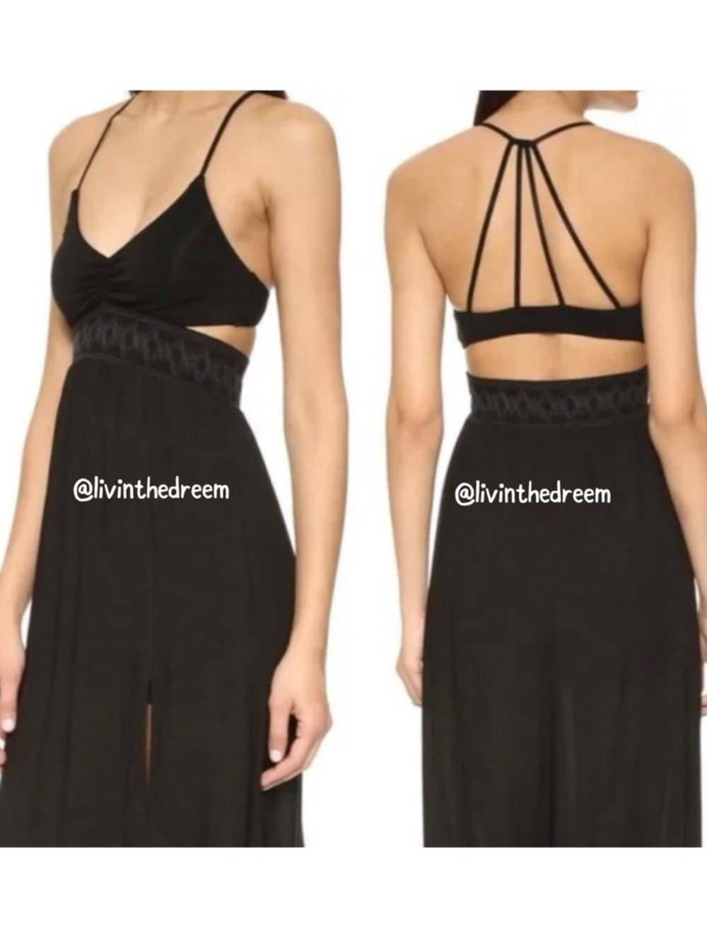 L*Space by Monica Wise Femme Cutout Maxi Black Dress Size M